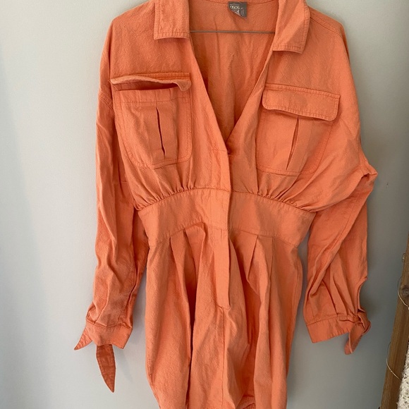 ASOS Dresses & Skirts - ASOS coral bow detail Linen shirt dress